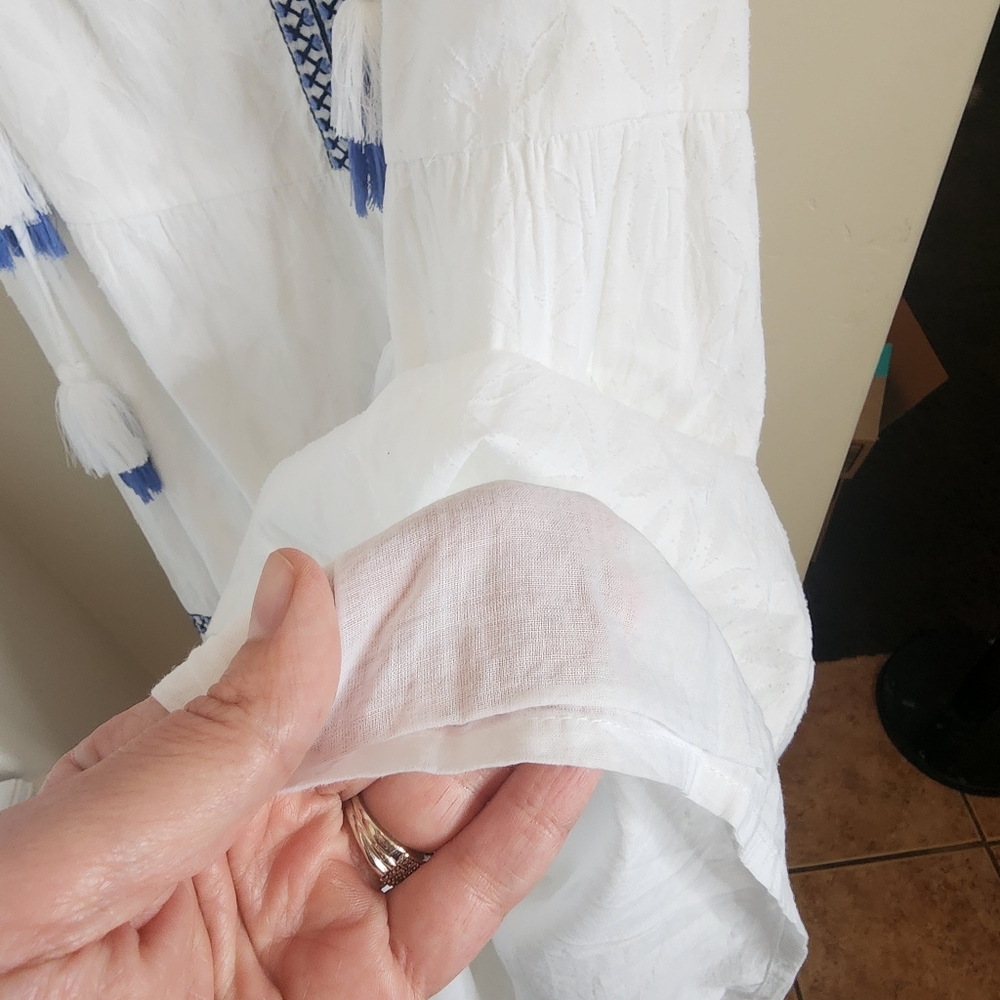 Tommy Bahama White Sleeveless Midi Dress with Blue Trim - Picture 7 of 7